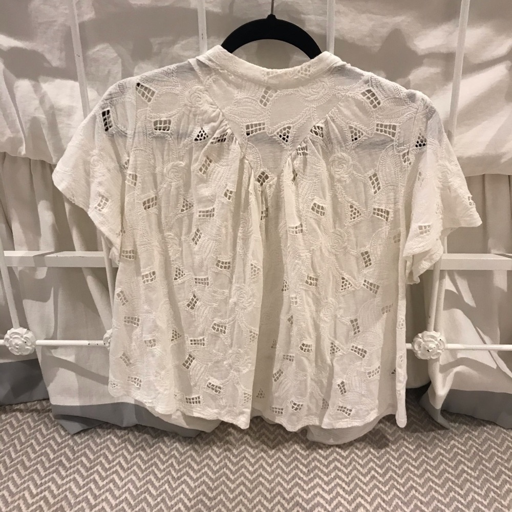 Anthropologie White Eyelit Top